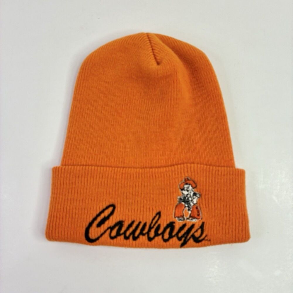 OSU Cowboys Beanie Orange Hat Oklahoma State Embroidery USA Pistol Pete VTG*READ